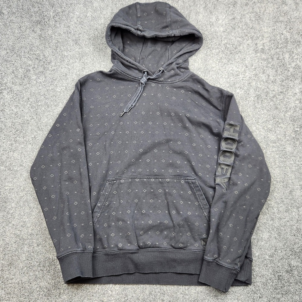 Hooey‎ Hoodie Sweatshirt Mens Large Black Aztec Kangaroo Pocket Fleece Western
